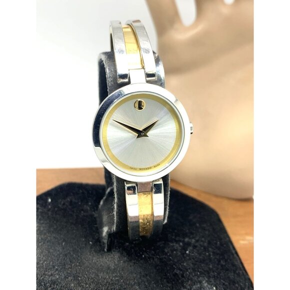 Movado Women's Watch 0607150 Aleena Swiss Quartz Petite 27mm Two Tone Bangle - Picture 13 of 14